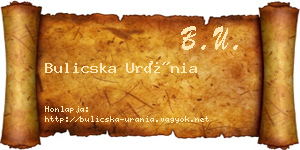 Bulicska Uránia névjegykártya